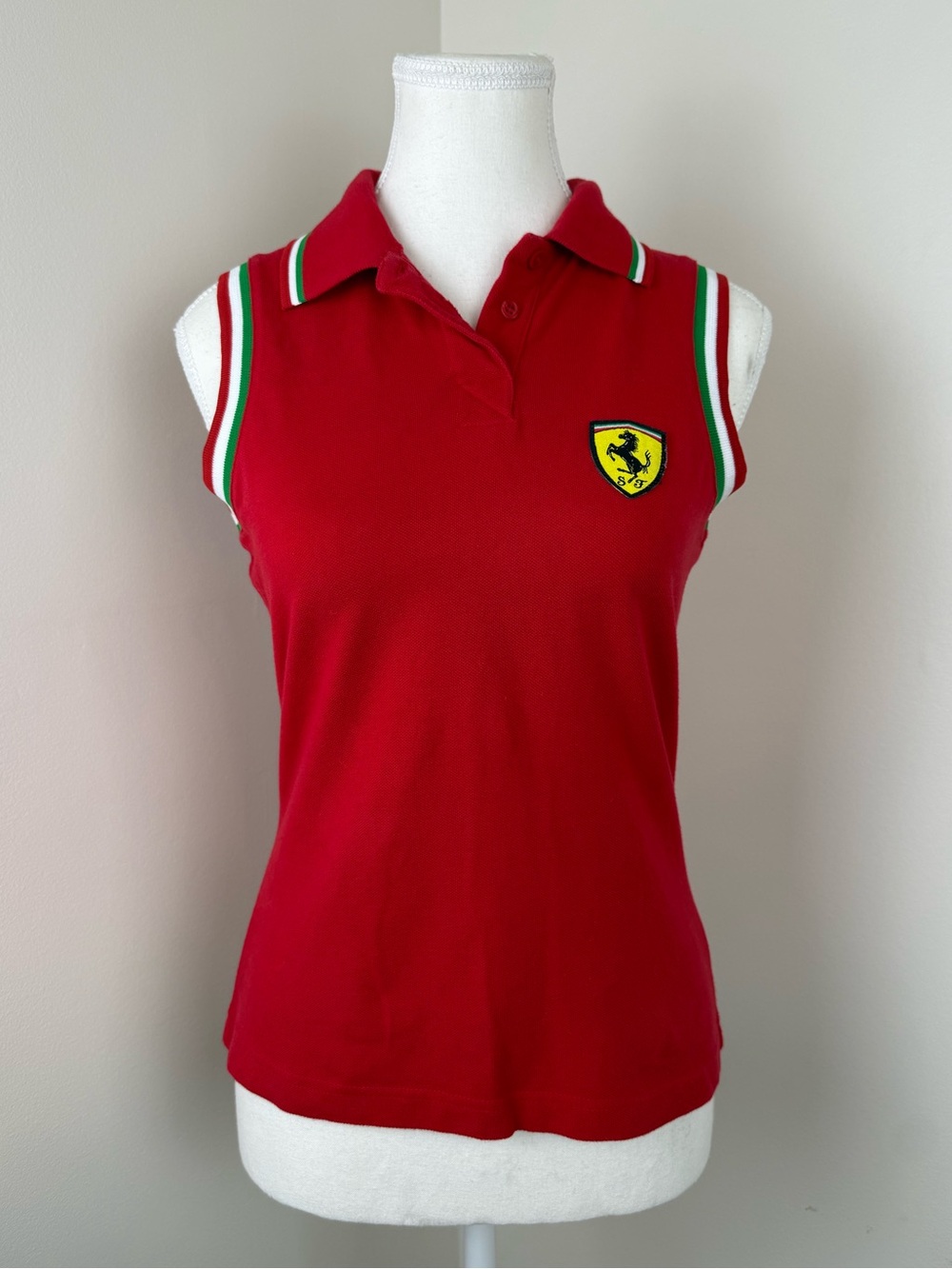 Ferrari Women’s Vintage 90’s Sleeveless Cotton Polo Red Size 1/XS